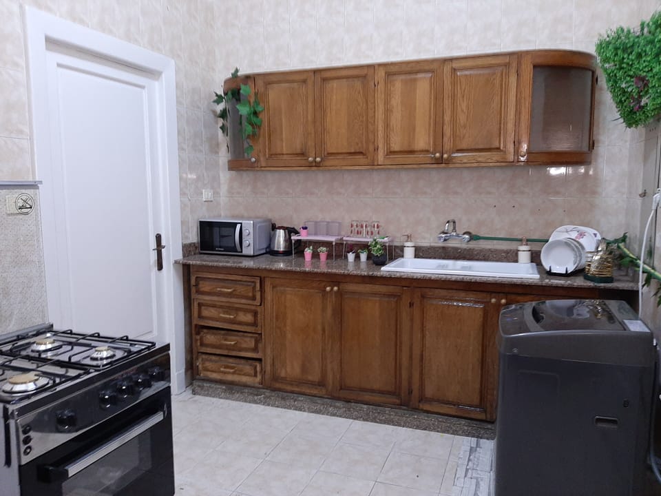 Deluxe Apartment | Private kitchen | Full-size fridge, microwave, oven, stovetop