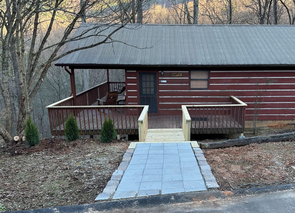 New, walkway and steps to the cabin deck. (winter)