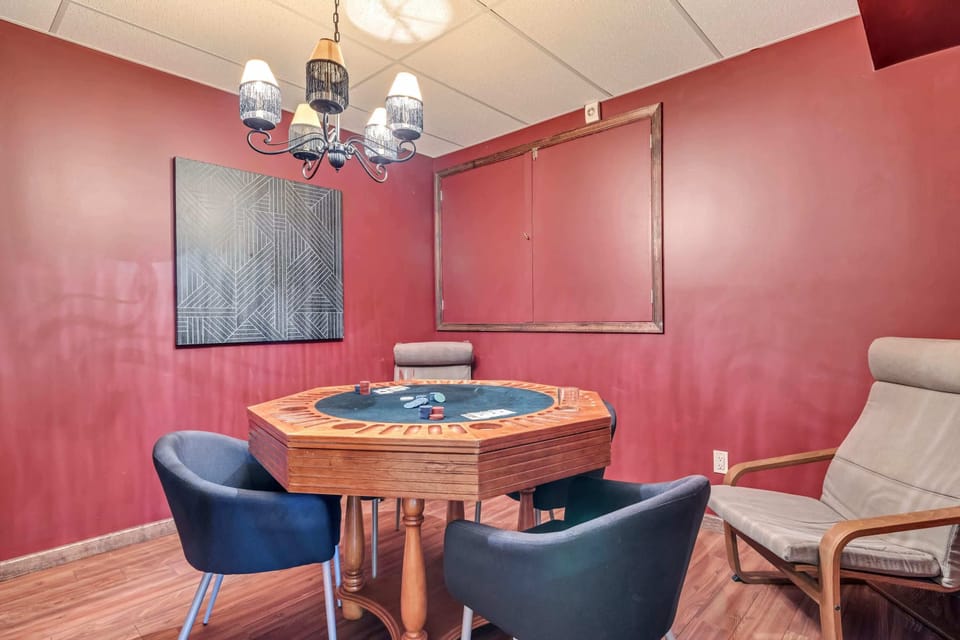 Deal the cards and let your chips fly — the poker room is ready for a real game night whenever you are.