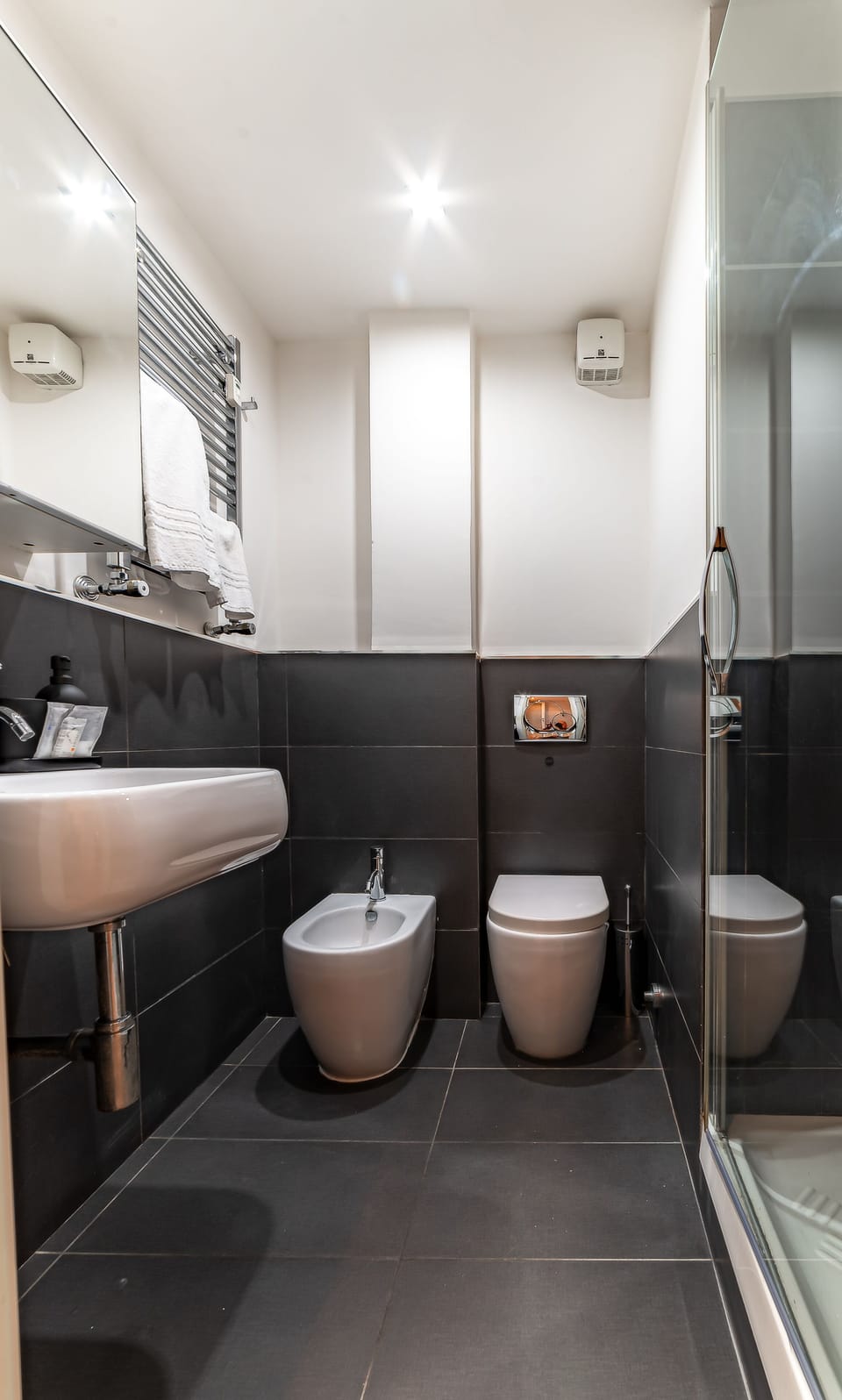 Shower, rainfall showerhead, hair dryer, bidet