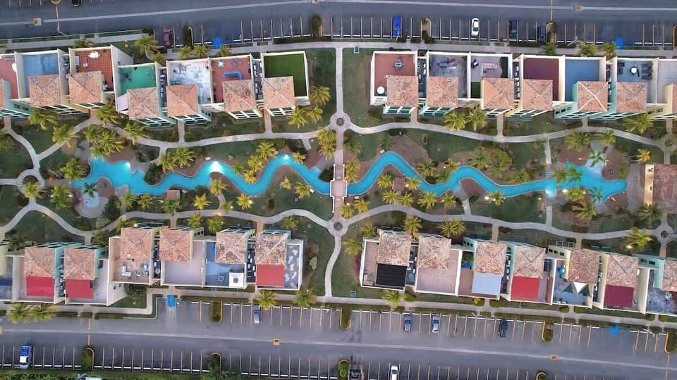 Sky view of the river pool which is steps away from the villa. 