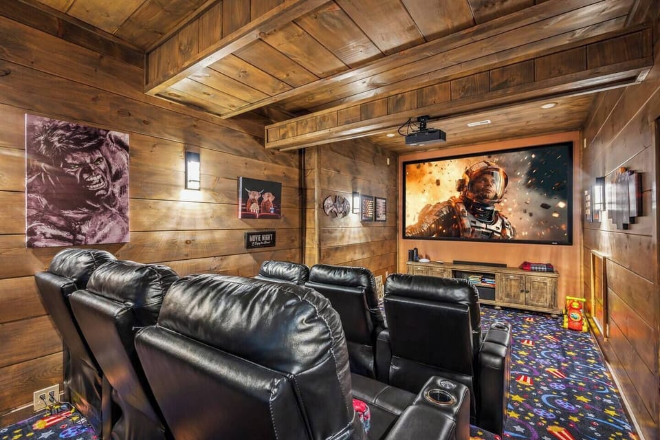 Theater area with comfortable seating for 10