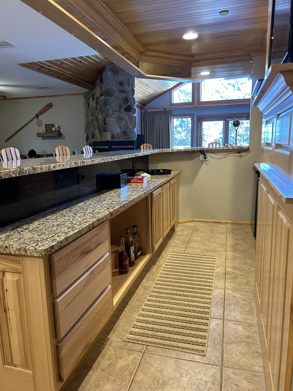 behind the bar - separate beer and wine fridge