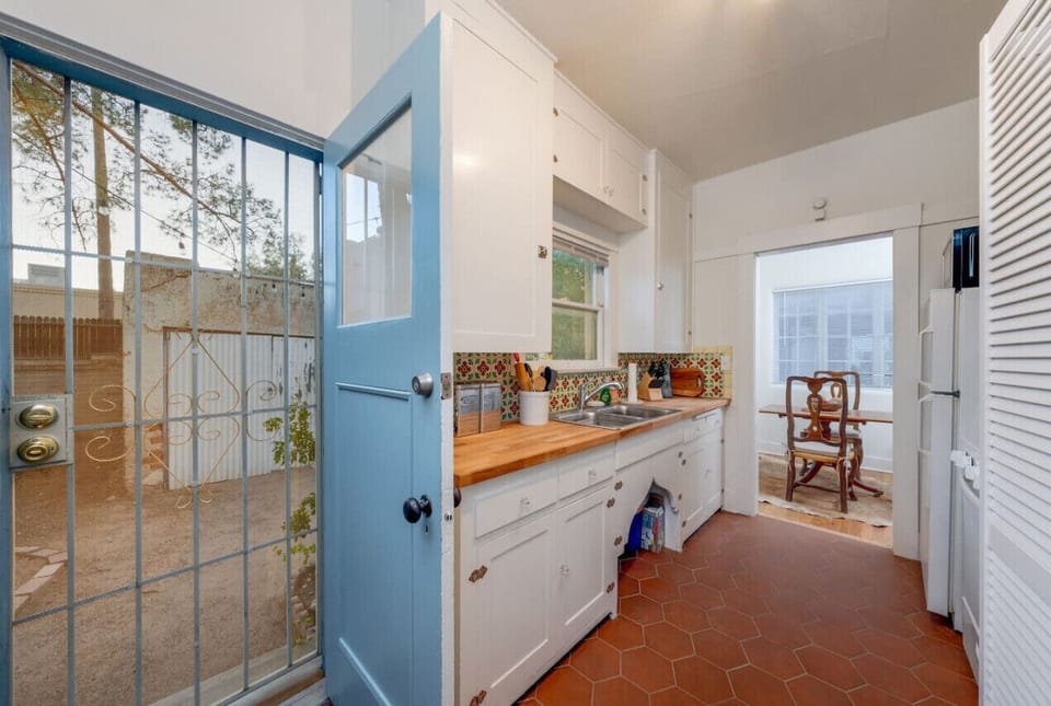 View of back door from kitchen