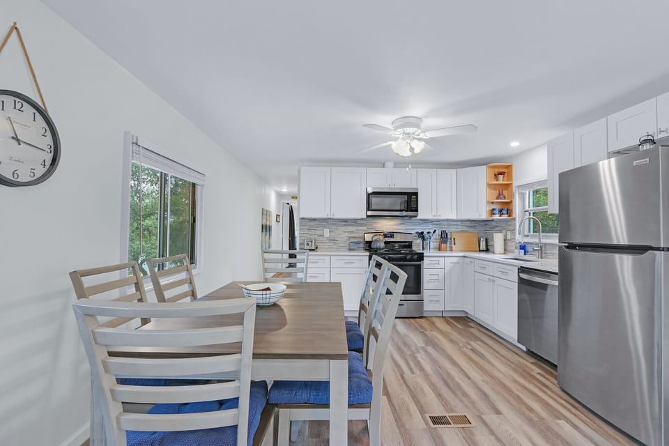 Dining is conveniently located adjacent to the kitchen