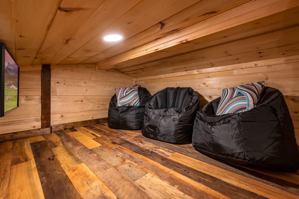 Kids space with bean bags and Smart TV for movies/gaming