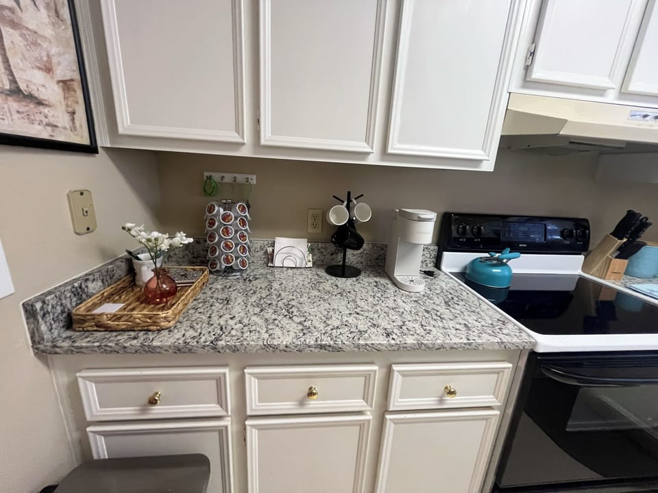 Kitchen stocked with all necessities.