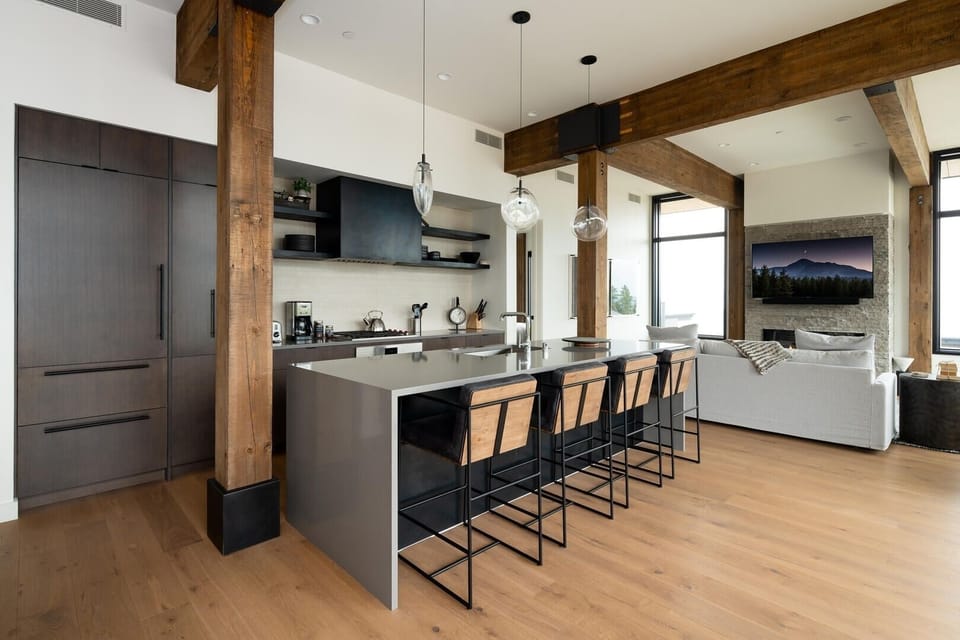 Indoors, Kitchen, Kitchen Island, Floor, Hardwood
