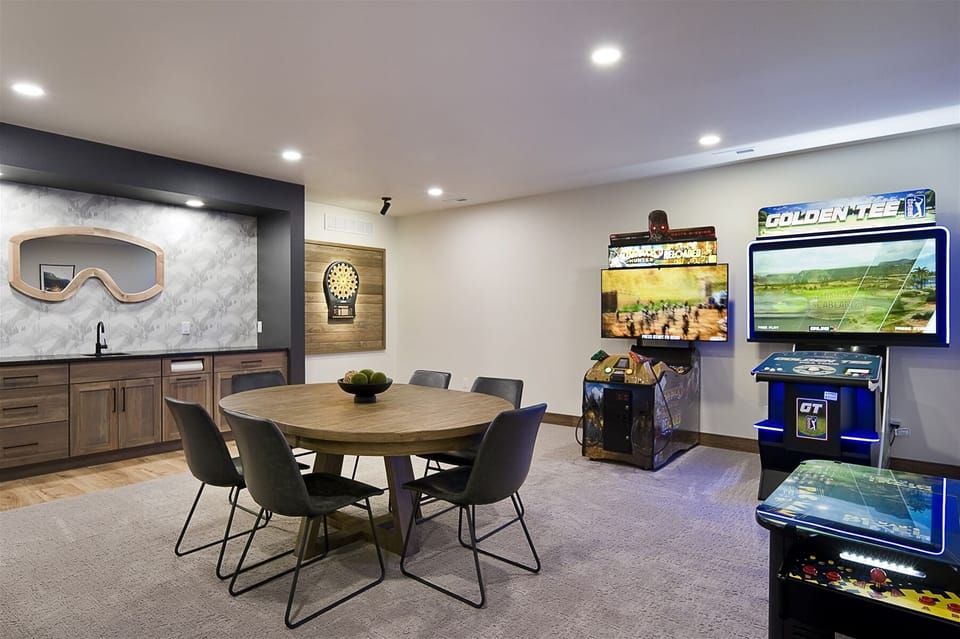 Lower level Family Room and Game Room with wetbar