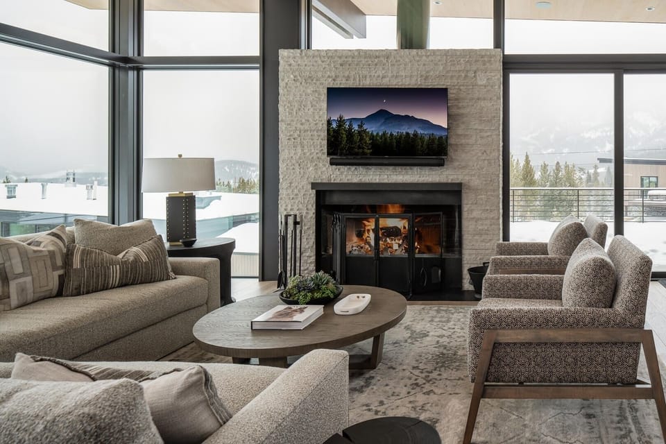 Furniture, Indoors, Living Room, Fireplace, Table