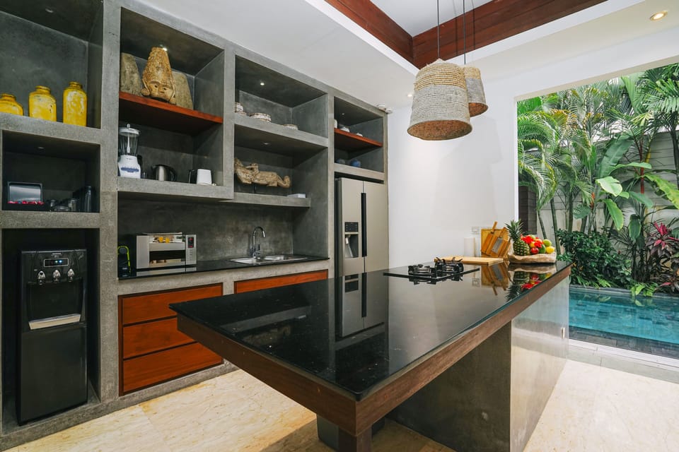 Family Villa, 3 Bedrooms, Private Pool, Garden View | Private kitchen | Fridge, microwave, espresso maker, coffee/tea maker