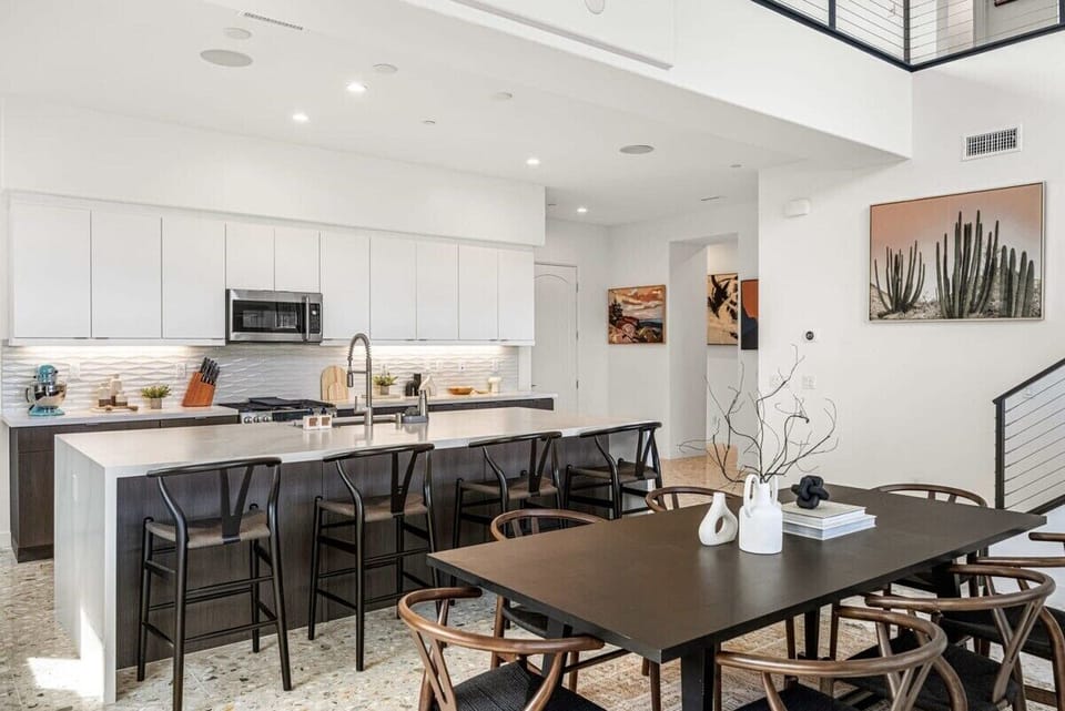 An open layout keeps everyone connected while cooking or dining.