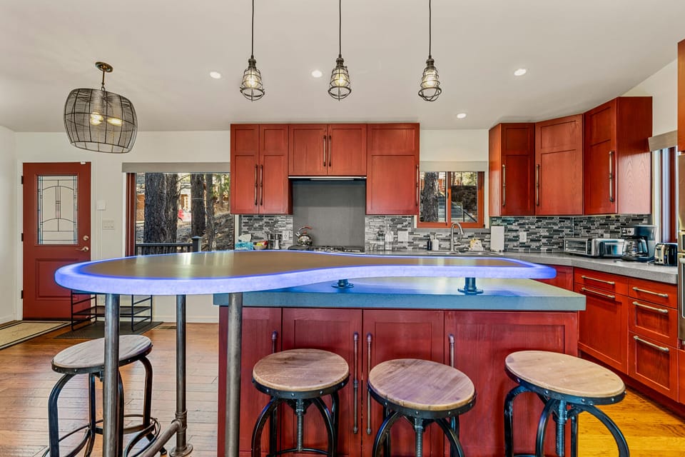 Bar seating in the kitchen as well