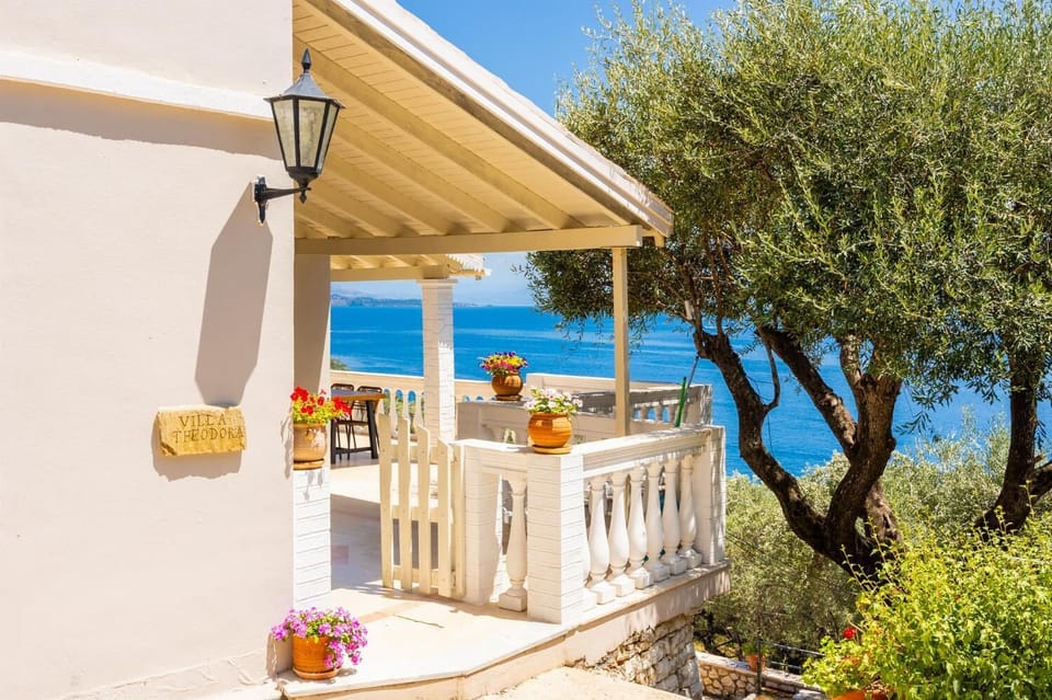 Sheltered terrace area with panoramic sea views