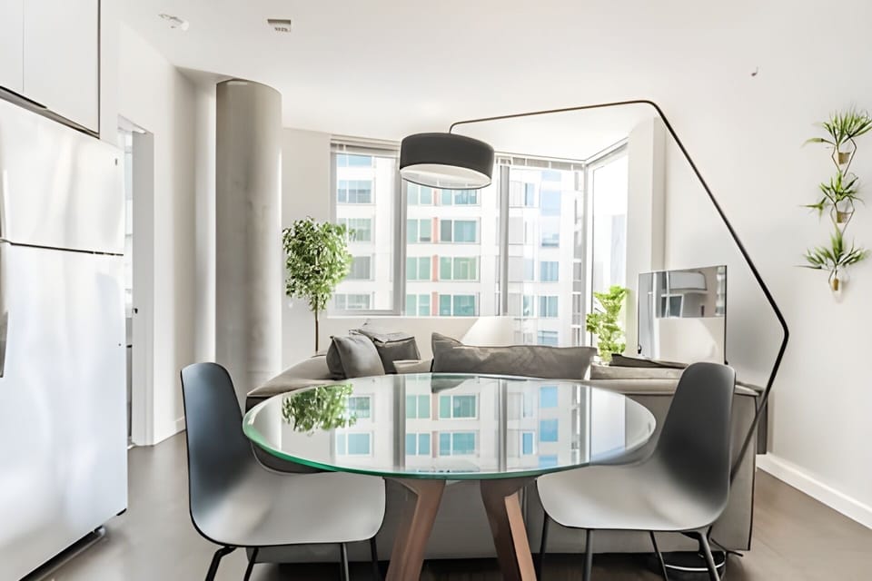 Living room and kitchen sitting area