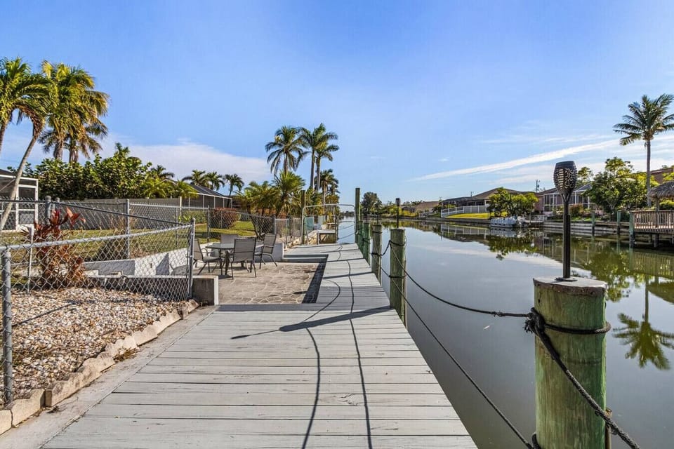 Private dock on a peaceful canal