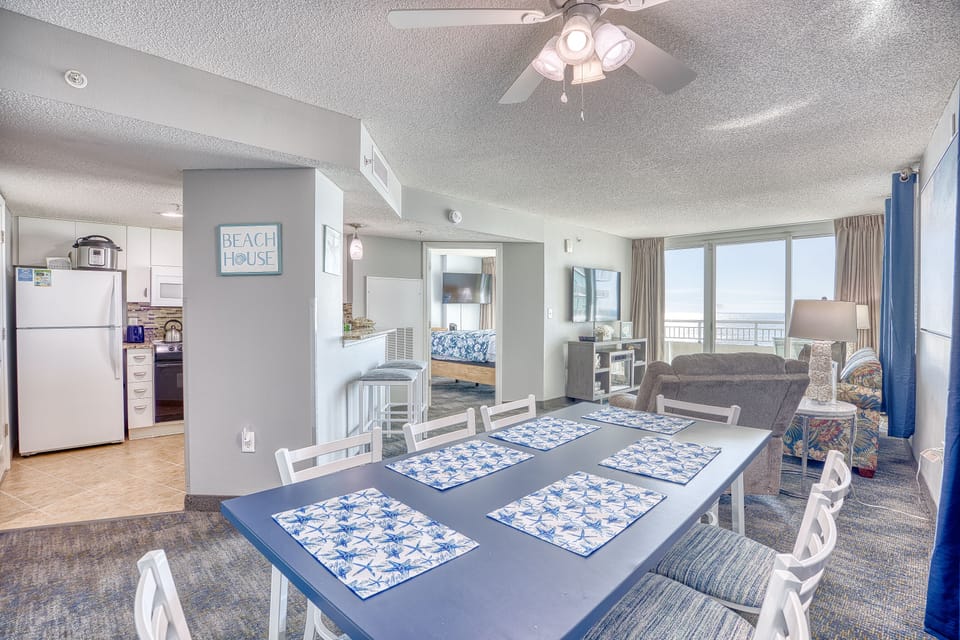 Good Picture of Layout of Kitchen, Dining Area,Living-Room All with Ocean Views