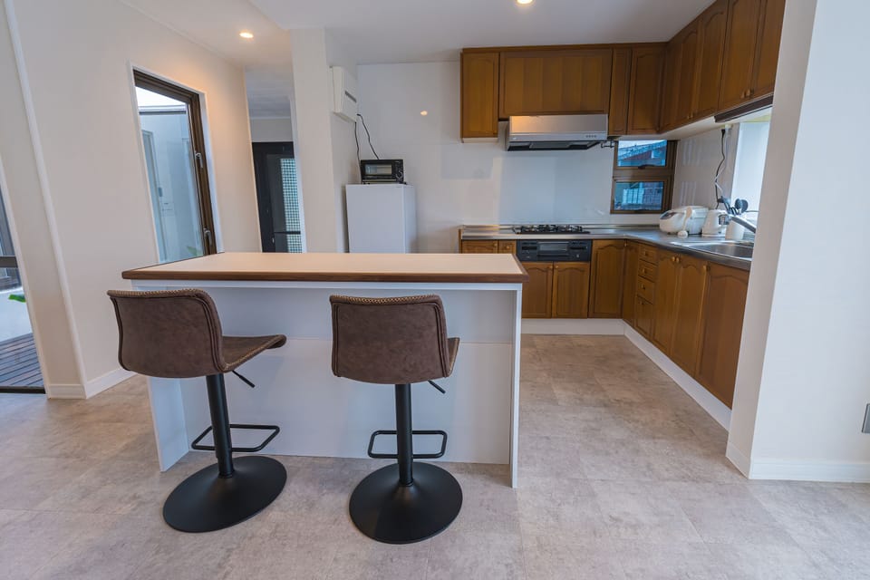 Villa | Private kitchen | Fridge, microwave, stovetop, electric kettle