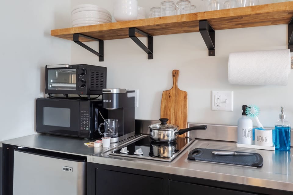 Your host provides two pots, two pants, cooking utensils, and a knife set for co