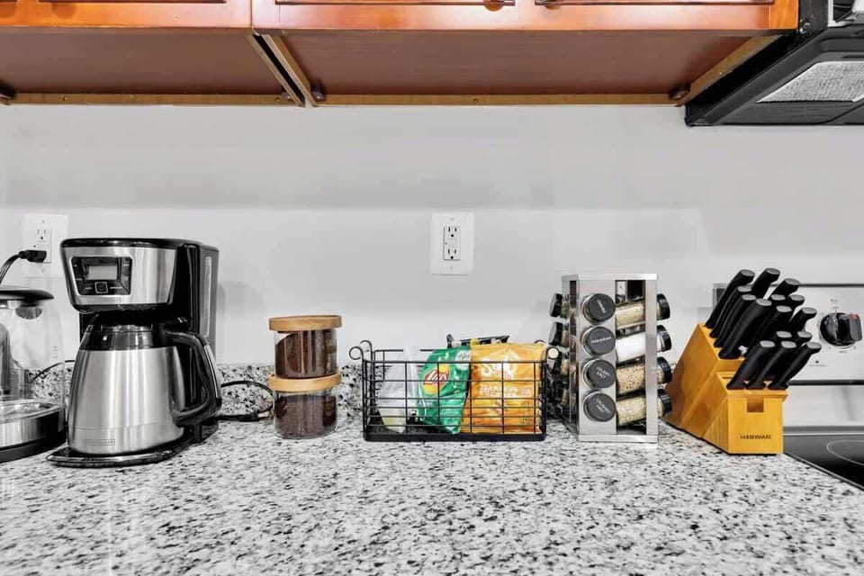 You won't want for anything here - we've got every appliance (big and small), every kitchen tool imaginable, and every spice & seasoning that you need for a gourmet meal!