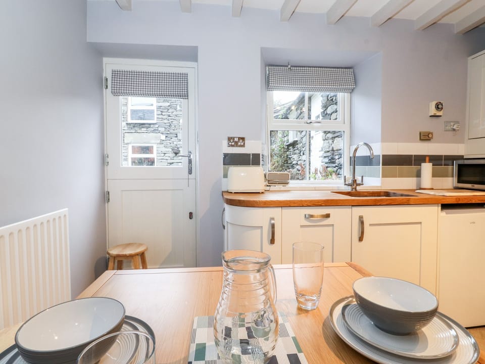 Fridge, dishwasher, electric kettle, toaster