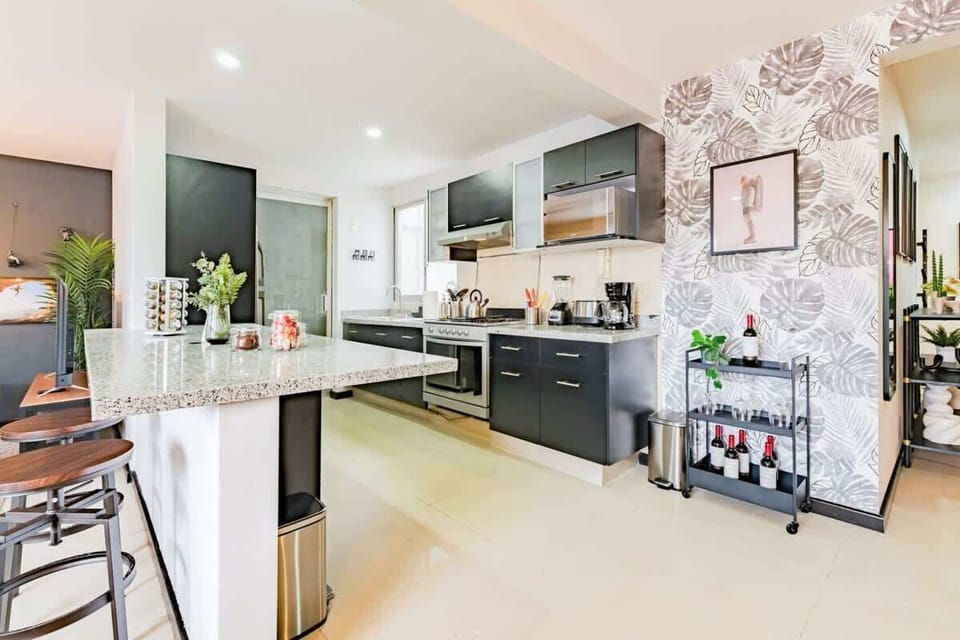 Kitchen stocked with all the essentials for preparing homemade meals