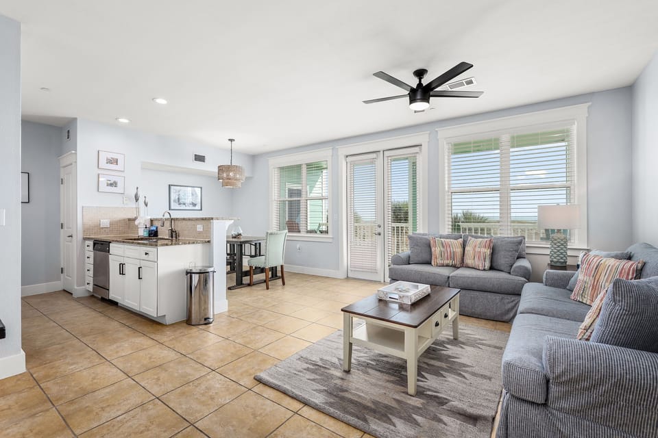 Spacious living room off the kitchen