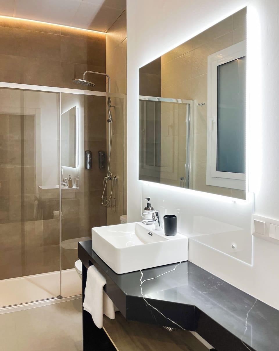 Premium Double Room | Bathroom | Shower, rainfall showerhead, free toiletries, hair dryer