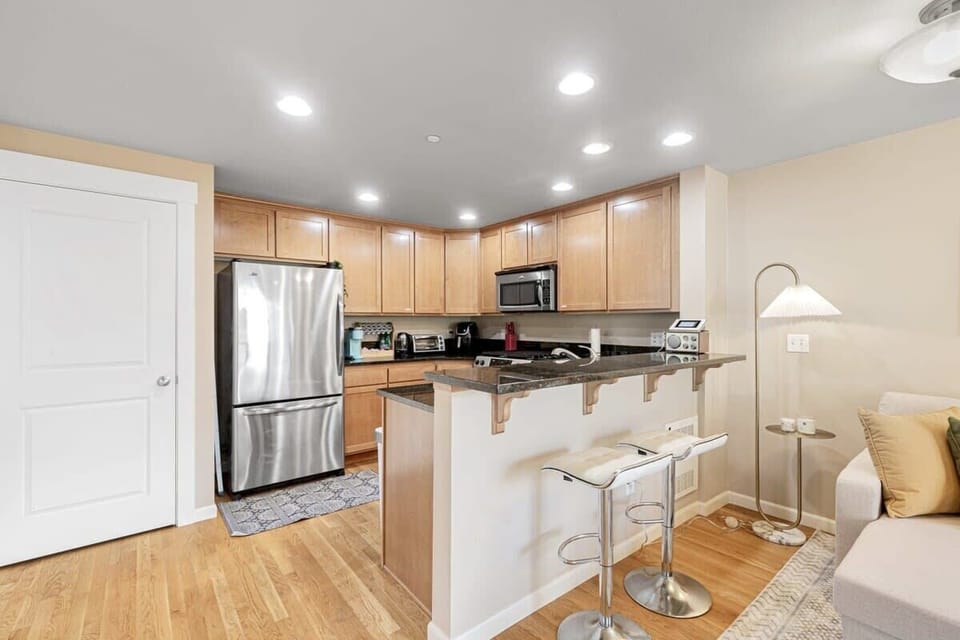 Two seats in front of the countertop