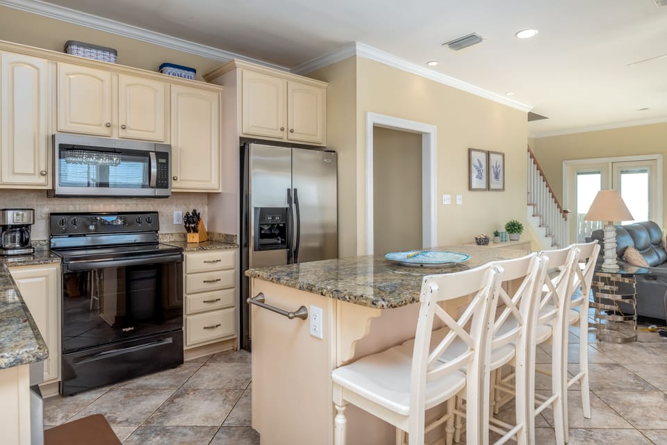 Shore Beats Work Kitchen Island Extra Seating