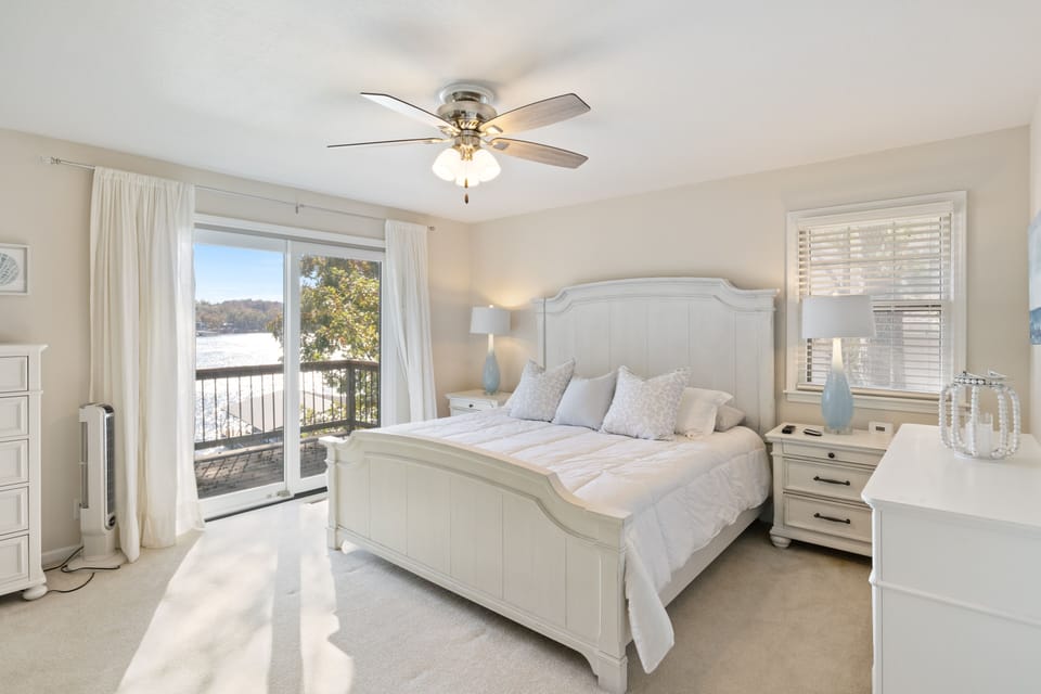 Escape to tranquility in the comfortably situated bedroom by the deck