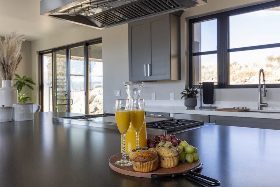 The kitchen island provides a great space to create a large meal