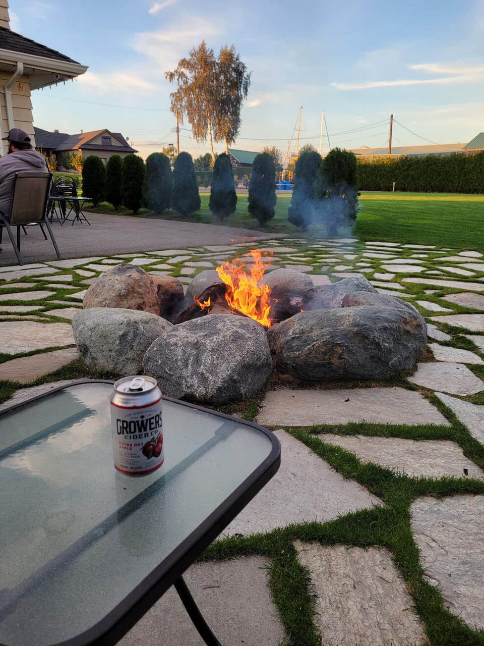 Your own private fire pit with the hut tub located right beside it