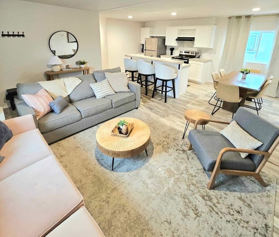 Spacious living room with ample seating for everyone