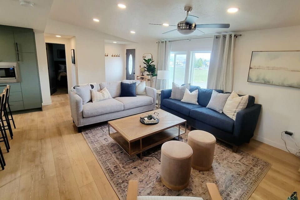 Spacious living room with plenty of seating for everyone