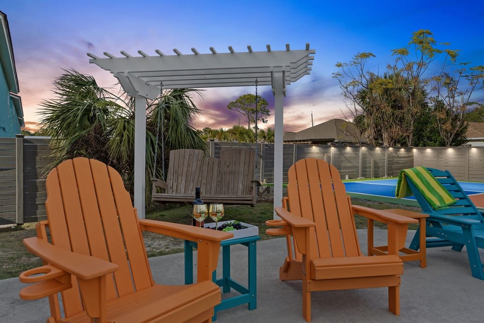 Sip a glass of wine on the pool deck