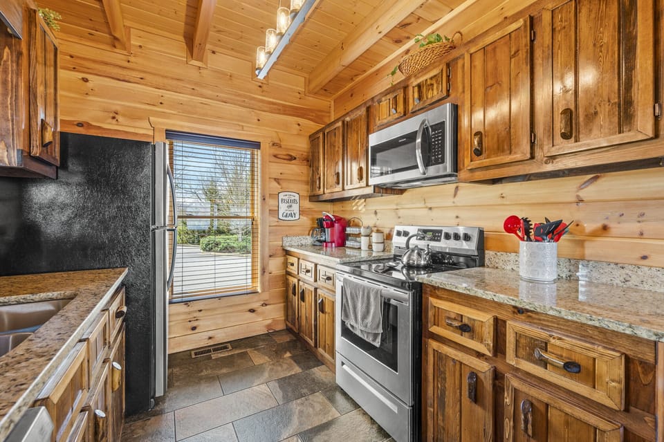 A well-equipped kitchen.