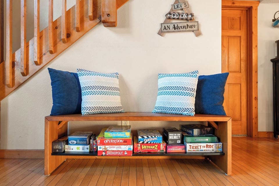 Rainy day or cozy evening? Our board game collection guarantees fun for all ages. Whether you're with friends or family, pick a favorite, gather around, and enjoy quality time together at Whitetail Lodge by Relax and Renew Rentals in Branson, Missouri.