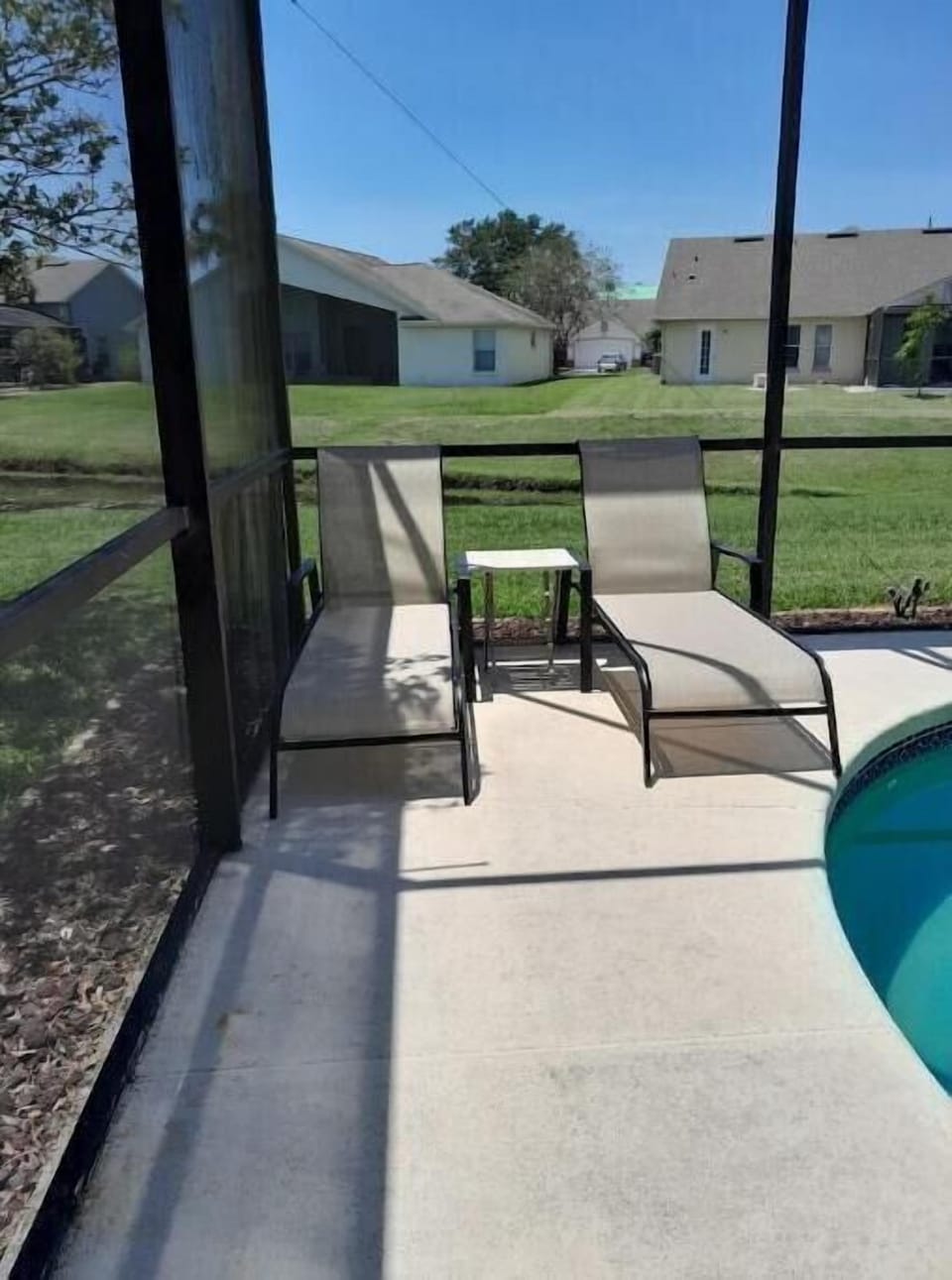 lounge chairs by the pool