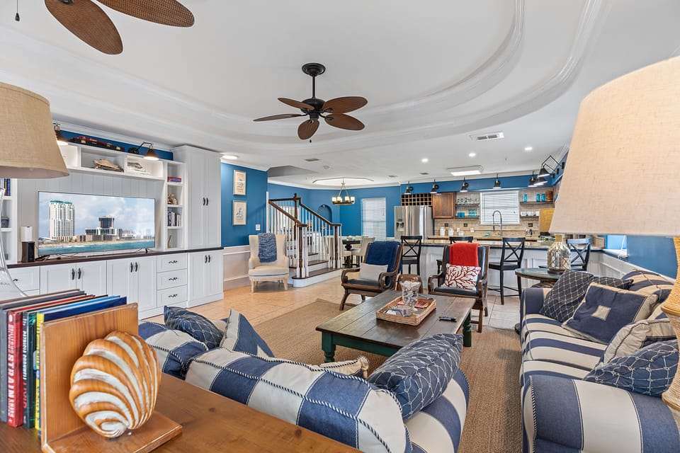 Enjoy comfortable seating with an open layout that flows into the kitchen.