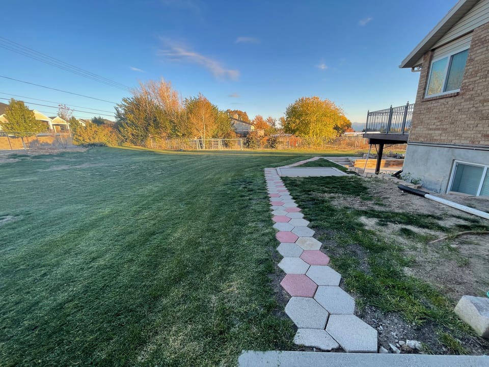 Country path leading to patio