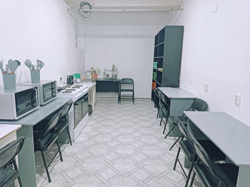 Shared fridge, microwave, electric kettle