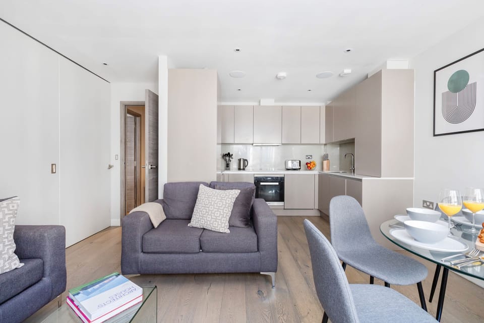 The open-plan living, kitchen and dining area