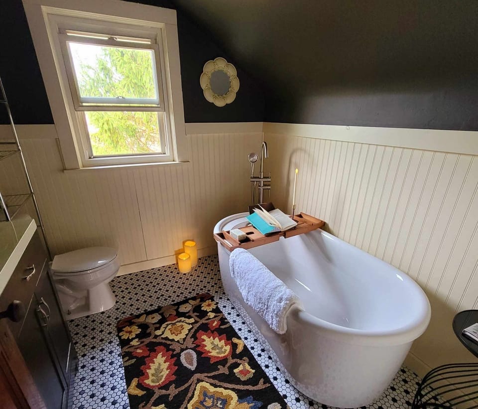 Designer toiletries, hair dryer, bathrobes, slippers