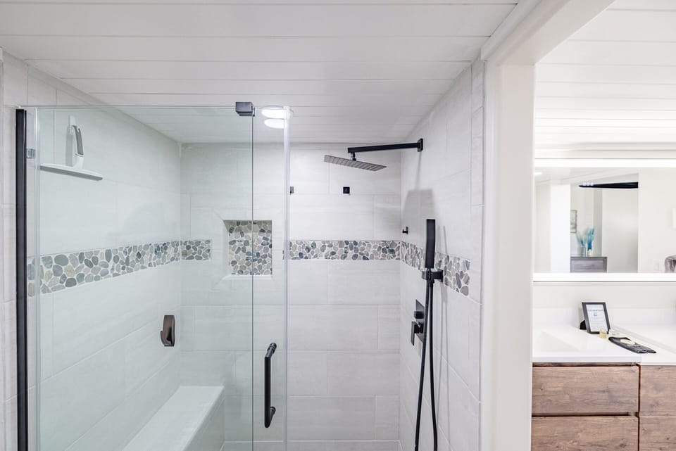 Suite #2 walk-in, waterfall shower 