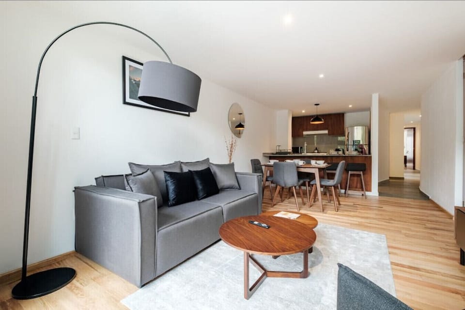 living room and dining area