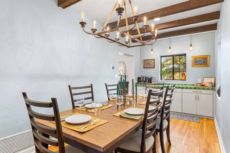 Dining table, chairs for 8 available