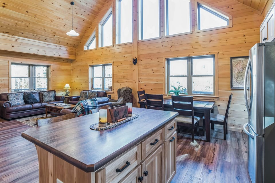 View of living room / dining area from kitchen island