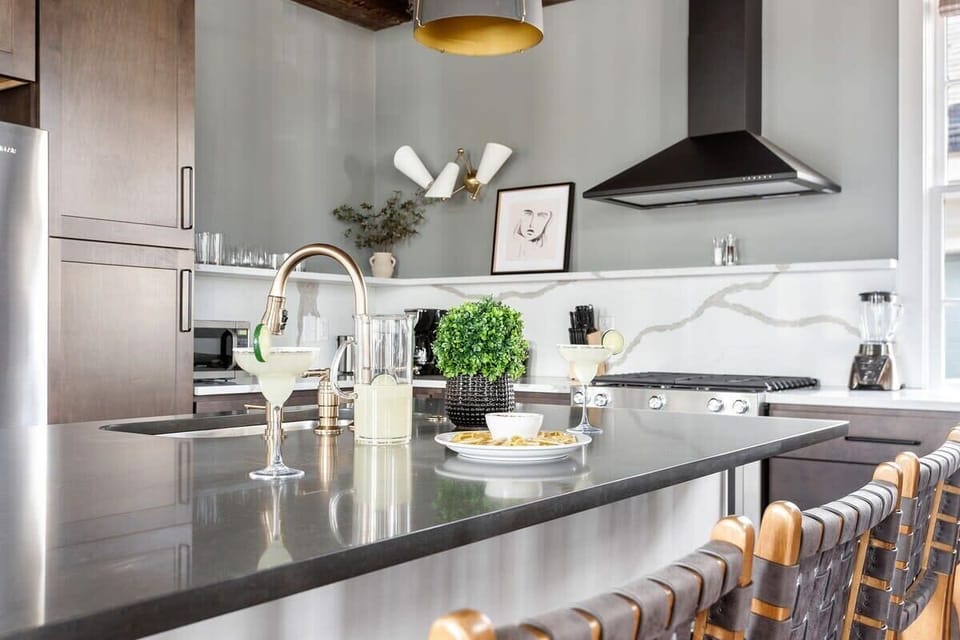 Fully Stocked Kitchen with Island Seating!