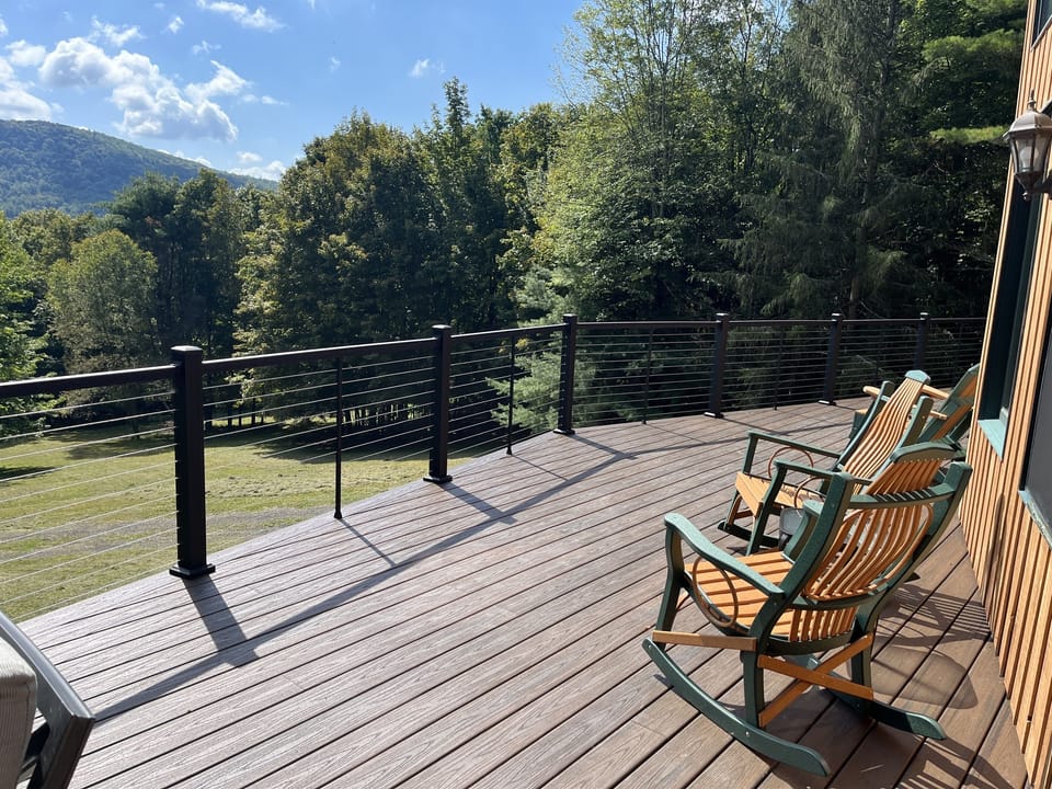 Great deck, awesome chairs, terrific view